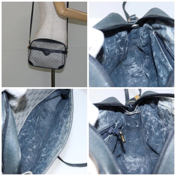 GUCCI Micro GG Canvas Shoulder Bag PVC Leather Navy - Picture 16 of 16